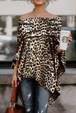 Chicdear-Black Friday Christmas Thanksgiving Fashion Elegant Solid Leopard Fold Asymmetrical Off the Shoulder Tops£ ̈7 colors£©