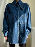 Chicdear Vintage Large Collar Single Breasted Loose Denim Shirt