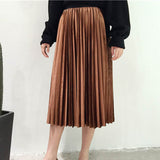 mens christmas outfit Women Winter outfits Black Friday 2014 Autumn and Winter Velvet Pleated Skirt Metallic Velvet Mid-Length A- line Skirt for Women