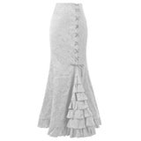 Halloween Jacquard Fishtail Skirt Steampunk Retro Skirt Gothic Skirt Victoria Maxi Skirt