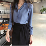 Chicdearshop 2000s fashion Autumn New Women's Suit Collar Chiffon Shirt Women's Long-Sleeved Shirt Solid Color Bottoming Shirt Top