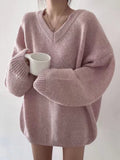 Chicdear V-Neck Knitted Loose Pullover Sweater