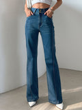 Chicdear Top-stitching Flare Leg Jeans