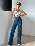 Chicdear Top-stitching Flare Leg Jeans