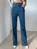 Chicdear Top-stitching Flare Leg Jeans