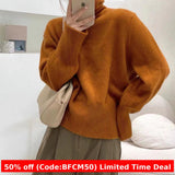 mens christmas outfit 2024 Winter outfits Black Friday Korean Style Lazy Style Elegant Knitwear Fashionable Western Style Turtleneck Women's Pullover Sweater