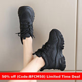 shoes 2024 Winter outfits Black Friday Spring and Autumn Korean Style Shoes Platform round Toe Front Lace-up Casual Sneaker Women's