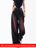 Winter outfits  Cyber Monday 2024 Christmas outfits Purple Blooming Black Wide-Leg Jeans Women's Spring/Autumn/Winter plus Size Fried Street Pants