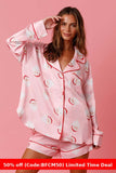 christmas pajamas aesthetic Winter outfits  Cyber Monday 2024 New Year Christmas Satin Printed Two-Piece Suit Home Wear Pajamas