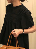 Chicdear Cute Pleated Puff Sleeve A-line T-shirt