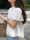 Chicdear Cute Pleated Puff Sleeve A-line T-shirt