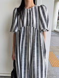 Chicdear Loose Stripe Short Sleeve Long Dress