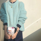 2000s fashion Trendy Comfy Designer Oversize Knitted Crewneck Jumper Sweater