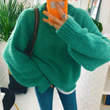 2000s fashion Trendy Comfy Designer Oversize Knitted Crewneck Jumper Sweater