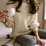 2000s fashion Trendy Comfy Designer Oversize Knitted Crewneck Jumper Sweater