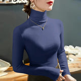 Chicdear 2023 Fashion Autumn Winter Female Turtleneck Fleece Stretch Shirt Women Long Sleeve T-shirt Warm Basic Pullover Bottoming Tops