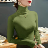 Chicdear 2023 Fashion Autumn Winter Female Turtleneck Fleece Stretch Shirt Women Long Sleeve T-shirt Warm Basic Pullover Bottoming Tops