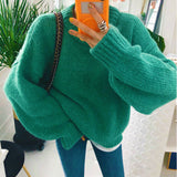 2000s fashion Trendy Comfy Designer Oversize Knitted Crewneck Jumper Sweater