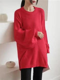 Chicdear Batwing Sleeves Loose Solid Color Sweater Top