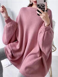 Chicdear Batwing Sleeves Loose Solid Color Sweater Top