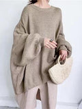 Chicdear Batwing Sleeves Loose Solid Color Sweater Top