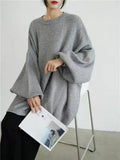 Chicdear Batwing Sleeves Loose Solid Color Sweater Top