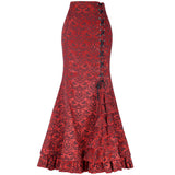 Halloween Jacquard Fishtail Skirt Steampunk Retro Skirt Gothic Skirt Victoria Maxi Skirt