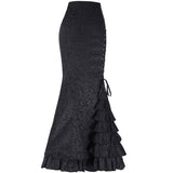 Halloween Jacquard Fishtail Skirt Steampunk Retro Skirt Gothic Skirt Victoria Maxi Skirt