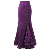 Halloween Jacquard Fishtail Skirt Steampunk Retro Skirt Gothic Skirt Victoria Maxi Skirt