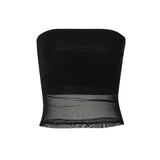 Chicdear Mesh Corset Black Y2K Tops Women Transparent Crop Top Stretch Tube Top Sexy Cami Tops Summer Streetwear