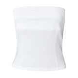 Chicdear y2k Strapless Corset Tops Summer White Off Shoulder Tanks Women Sleeveless Tube Top Sexy Skinny Fit Bustier Clothes ââ‚?White Off Shoulder Tube Top