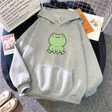 Chicdear Frog Sweatshirt Cartoon Clothes Harajuku Long Sleeve Hooded Kawaii Hoodie for Girls Winter Fleece Hoodies Pocket Green Tops