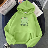 Chicdear Frog Sweatshirt Cartoon Clothes Harajuku Long Sleeve Hooded Kawaii Hoodie for Girls Winter Fleece Hoodies Pocket Green Tops