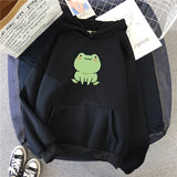 Chicdear Frog Sweatshirt Cartoon Clothes Harajuku Long Sleeve Hooded Kawaii Hoodie for Girls Winter Fleece Hoodies Pocket Green Tops