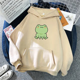 Chicdear Frog Sweatshirt Cartoon Clothes Harajuku Long Sleeve Hooded Kawaii Hoodie for Girls Winter Fleece Hoodies Pocket Green Tops