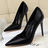 Chicdear - Shoes White Woman Pumps Pu Leather Shoes Women High Heels Stiletto Classics Pumps Pointed Toe Wedding Shoes Plus Size 43