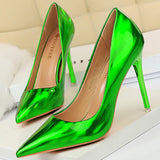 Chicdear - Patent Leather Woman Pumps Shoes New High Heels Shoes Women Heels Pointed Toe Women Basic Pump Heels Plus Size 43