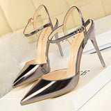 Chicdear -  Shoes Fashion High Heels Shoes Patent Leather Woman Pumps Women Heels Blue Sliver Stiletto Heels Women Sandals 2023