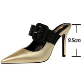 Chicdear -  Shoes White Women Pumps Belt Buckle High Heels Pointed Toe Stiletto Women Heels Pu Leather Shoes Fashion Ladies Slippers