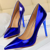 Chicdear - Patent Leather Woman Pumps Shoes New High Heels Shoes Women Heels Pointed Toe Women Basic Pump Heels Plus Size 43