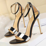 Chicdear -  Shoes Pu Leather High Heels 2023 New Women Heels Stiletto Heels 11 Cm Party Shoes Color Matching Women Sandals