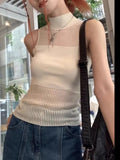 Chicdear Knitted Sleeveless Tank Top Women’s Hollow Out Chic And Sexy Thin Summer Tops Y2k Clothing 2023