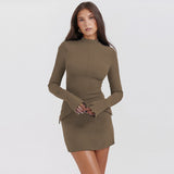 Fall Women's Outfits Idea Autumn New Fashion Sexy Hot Girl Hip Skirt Elegant Slim-Fit Long Sleeve Dress Women's Clothing