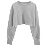 fall inspo outfits Women's Short Cropped Cropped Sweater Fleece-lined Pullover Long Sleeve Yoga Fitness Sportswear Top