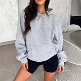 comfy school outfits Autumn 2024 Simple Style Casual Hooded Sweater Top Women's Clothing