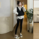 misunderstood outfit Spring New Korean Style Loose Fashion Striped Fake Two-Piece Stitching Shirt Maternity Top