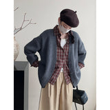 90s streetwear Retro Style Mid-Length Sweater Coat Casual All-Match Soft Knitted Cardigan