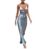 dress Summer New Low Cut Design Sexy Slim Satin Evening Dress