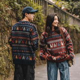 Harajuku style round Neck Pullover Men's and Women's Loose Casual Japanese Retro Thickened Sweater