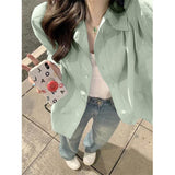 Chicdearshop Mint Manbo Style Early Spring Green Shirt Women's Summer French Style High-Grade Artistic Fresh Top